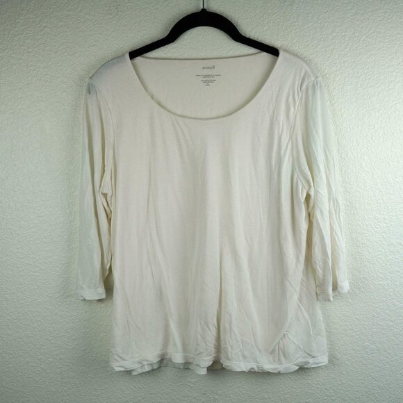 Pure Jill J. Jill Cream 3/4‎ Sleeve Modal Tee MP Petite - Picture 1 of 9